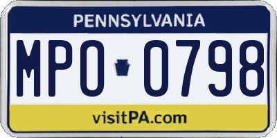 PA license plate MPO0798