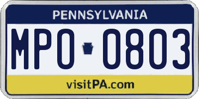 PA license plate MPO0803
