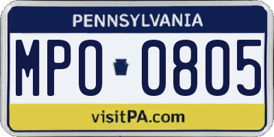 PA license plate MPO0805
