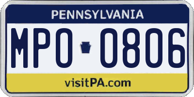 PA license plate MPO0806