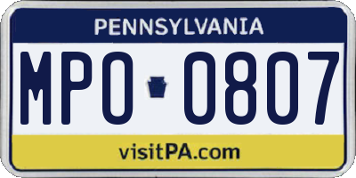 PA license plate MPO0807