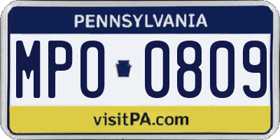 PA license plate MPO0809
