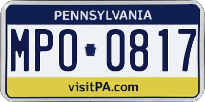 PA license plate MPO0817
