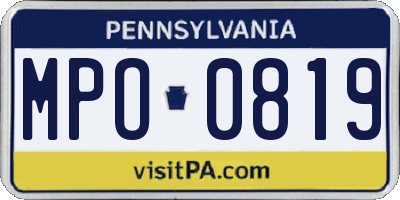 PA license plate MPO0819
