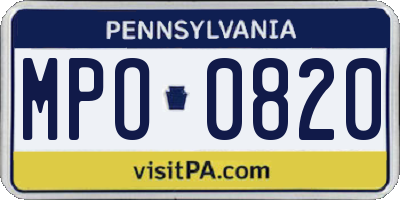 PA license plate MPO0820