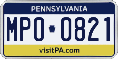 PA license plate MPO0821