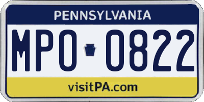PA license plate MPO0822