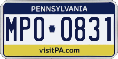 PA license plate MPO0831