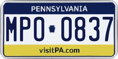 PA license plate MPO0837