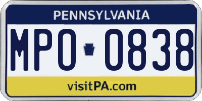 PA license plate MPO0838