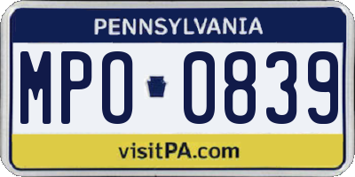 PA license plate MPO0839