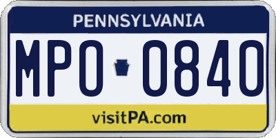 PA license plate MPO0840
