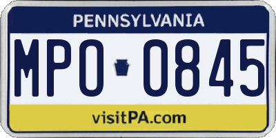 PA license plate MPO0845