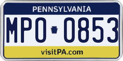 PA license plate MPO0853