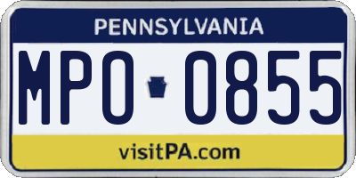 PA license plate MPO0855