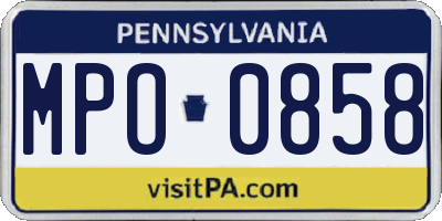 PA license plate MPO0858