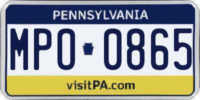 PA license plate MPO0865