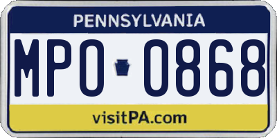PA license plate MPO0868