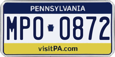 PA license plate MPO0872