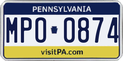 PA license plate MPO0874