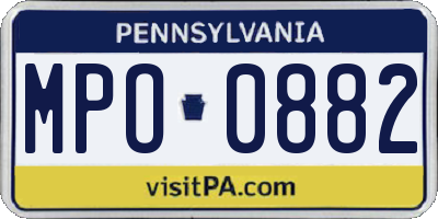 PA license plate MPO0882