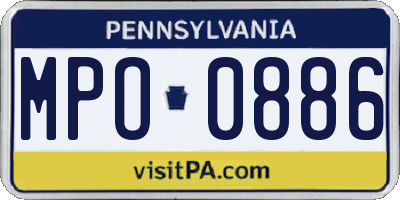 PA license plate MPO0886