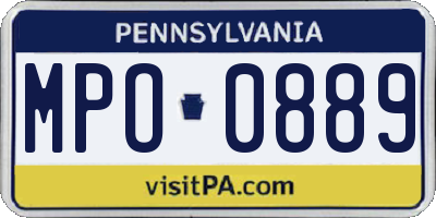 PA license plate MPO0889