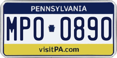 PA license plate MPO0890