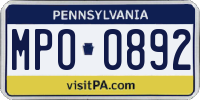 PA license plate MPO0892