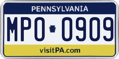 PA license plate MPO0909