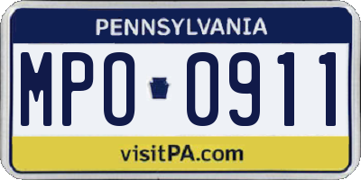 PA license plate MPO0911