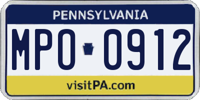 PA license plate MPO0912