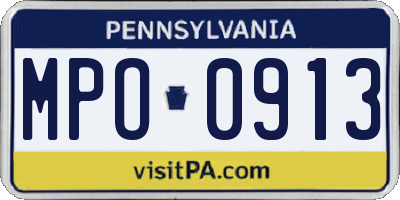 PA license plate MPO0913
