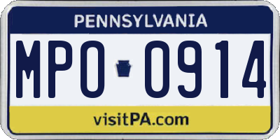PA license plate MPO0914