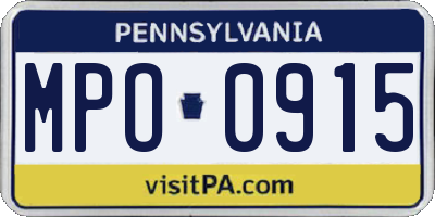 PA license plate MPO0915
