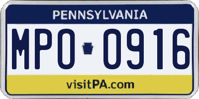 PA license plate MPO0916