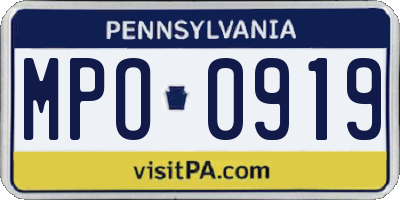 PA license plate MPO0919