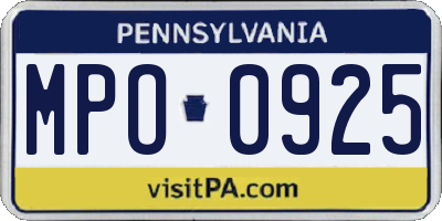 PA license plate MPO0925