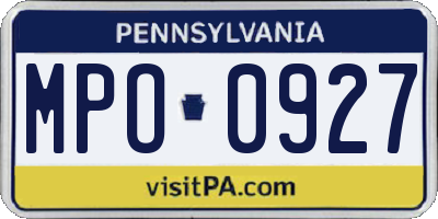 PA license plate MPO0927