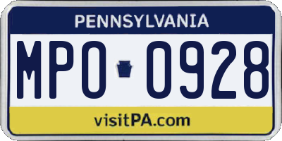 PA license plate MPO0928