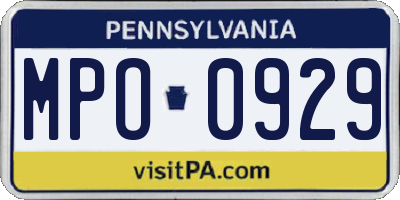 PA license plate MPO0929