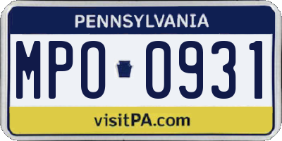 PA license plate MPO0931