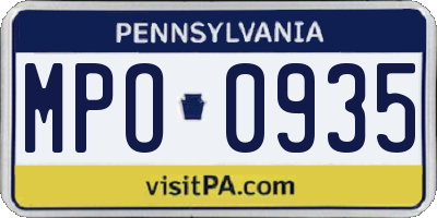PA license plate MPO0935