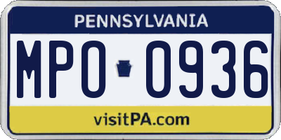 PA license plate MPO0936