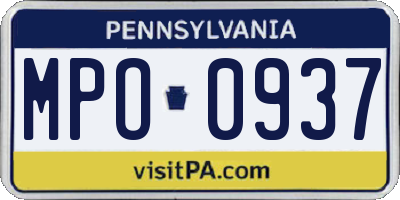 PA license plate MPO0937