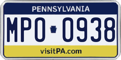 PA license plate MPO0938