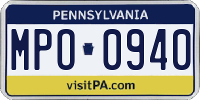 PA license plate MPO0940