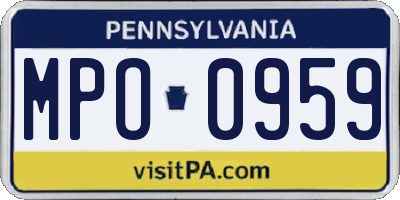 PA license plate MPO0959