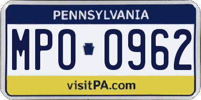 PA license plate MPO0962