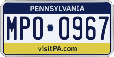 PA license plate MPO0967